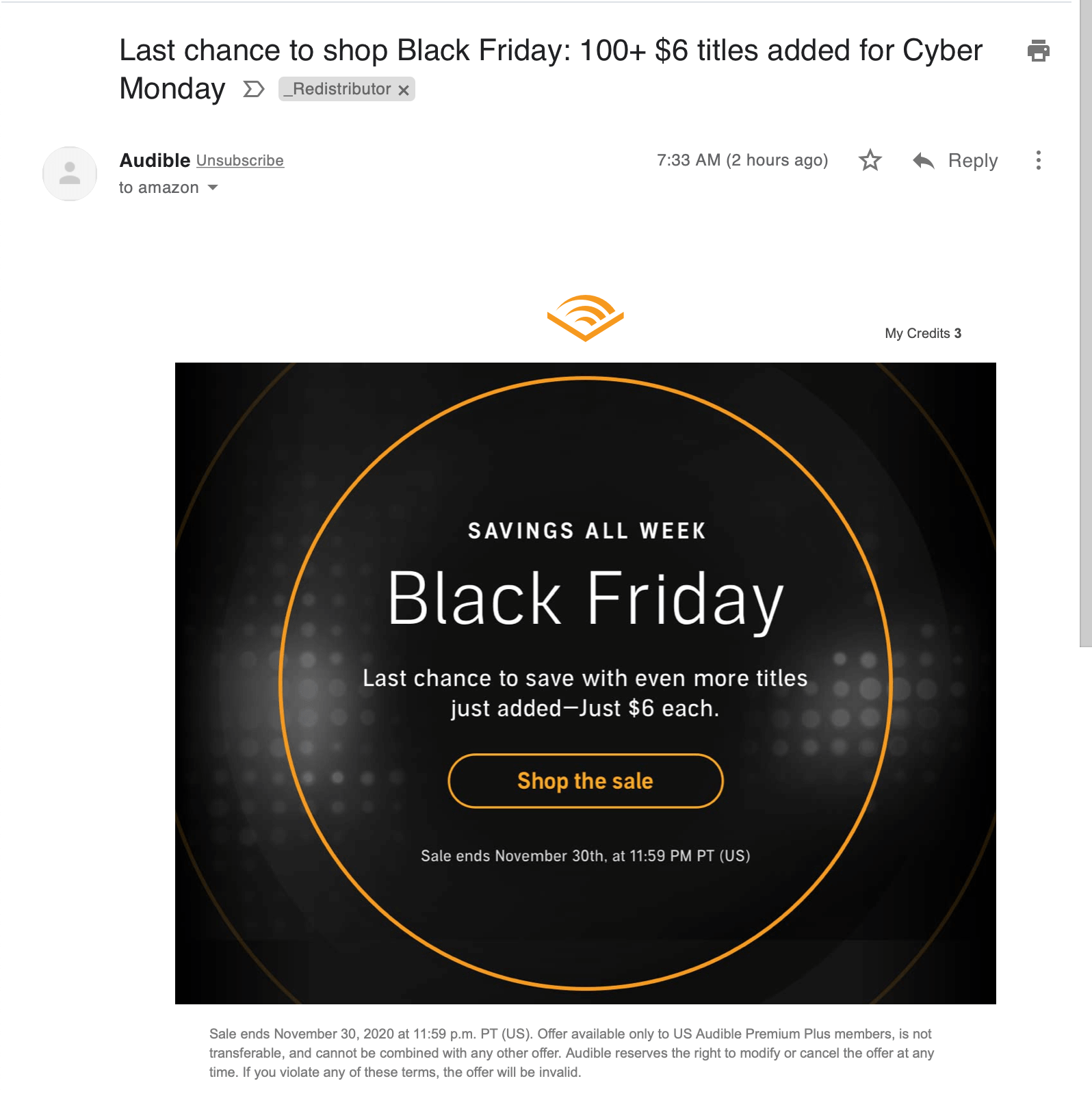 Email from Audible after loading images