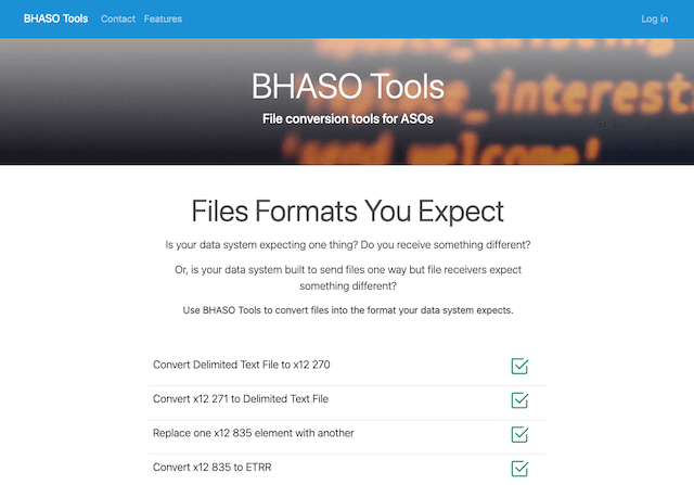 Screenshot of the bhasotools.com homepage.